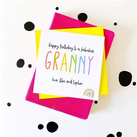 Personalised Rainbow Birthday Card For Granny By Snappy Crocodile Designs