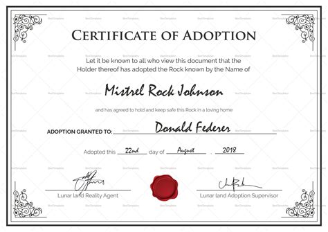 Blank Adoption Certificate Template In Blank