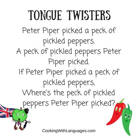 English And Spanish Tongue Twisters Downloadable Booklets