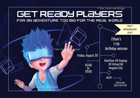 VR Virtual Reality Gaming Personalised Invitation Ready Player One