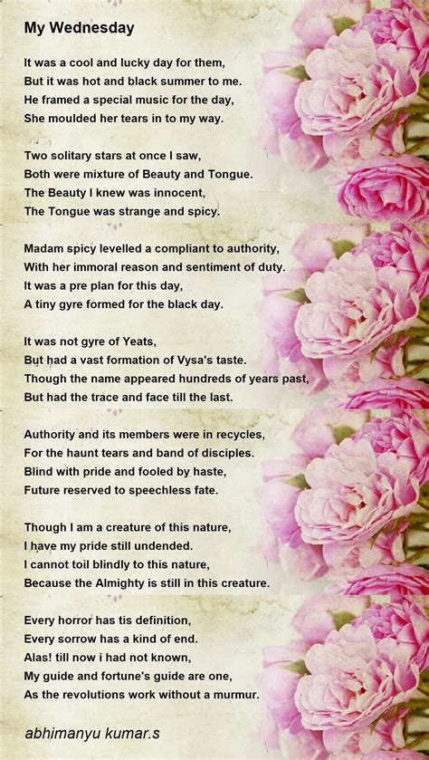 My Wednesday By Abhimanyu Kumars My Wednesday Poem