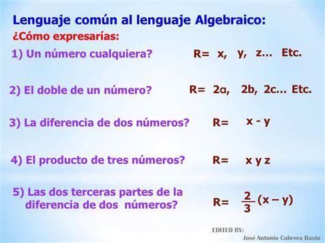 Lenguaje común al Algebraico J A Cabrera B 2013 YouTube