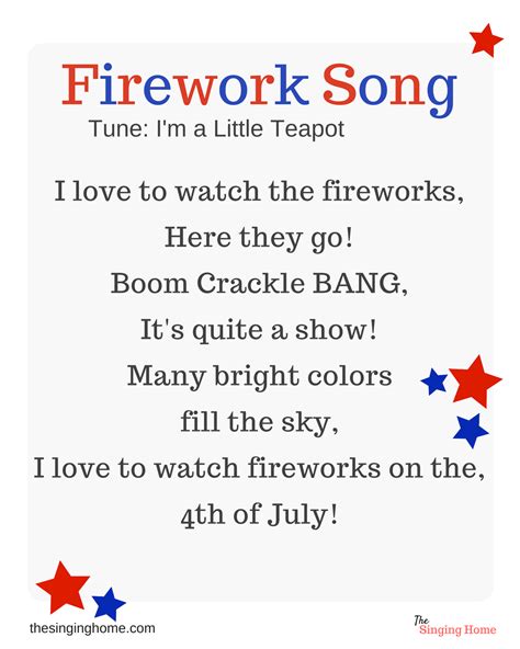 Printable With Easy Childrens Firework Song Printable Fireworks