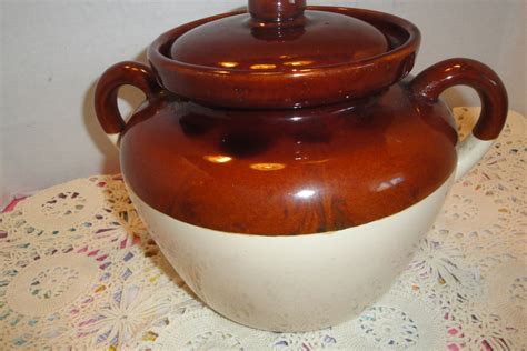 Vintage Mccoy 342 Bean Pot Cookie Jar Stoneware Crock Etsy