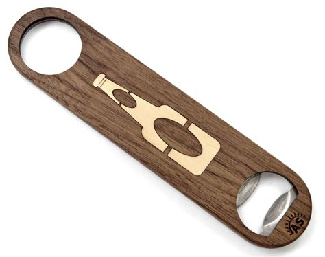 Solid Wood Bottle Opener With Beer Bottle Inlay From The Wood Reserve