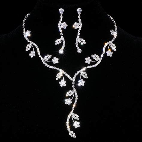 Elegant Bridal Sieraden Sets Zilver Kleur Sparkling Crystal Rhinestone