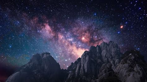 Mount Huangshan Against Starry Sky With Milky Way Anhui Province