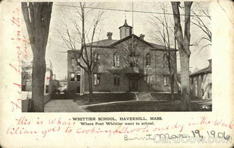 Whittier School Where Poet Whittier Went To School Haverhill Ma Postcard