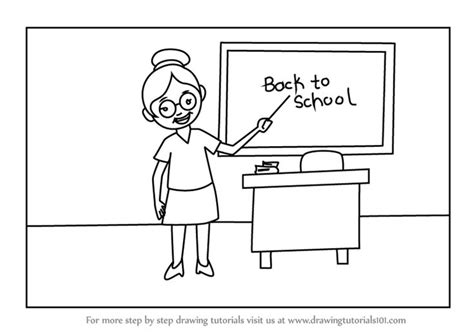 Learn How To Draw Teacher With Back To School Scenes Step By Step