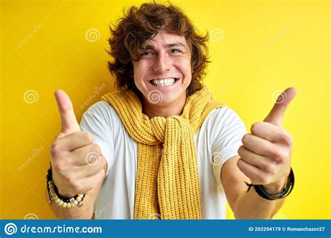 Good Job Positive Man Showing Thumbs Up Stock Image Image Of Grunge