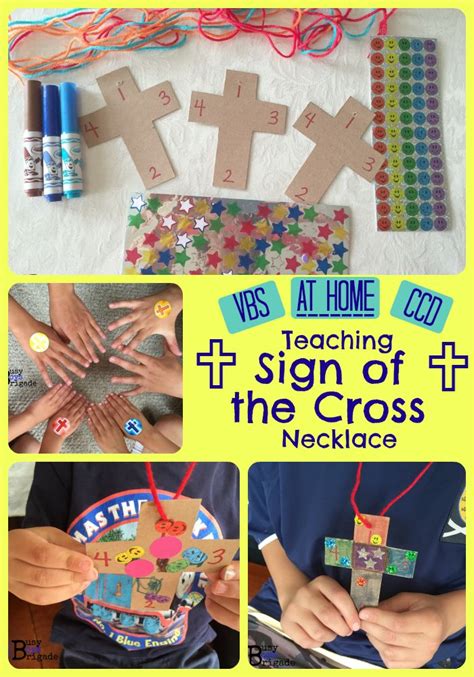 Teach The Sign Of The Cross Necklace Craft Catholic Kids Crafts