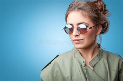 Closeup Portrait Of Trendy Hipster Girl Posing At Camera Stock Image Image Of Background