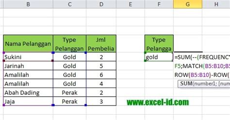 Rumus Excel Menghitung Jumlah Data Dengan Multi Kriteria Pada Jejak