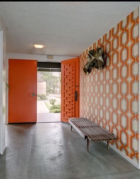 Orange Geometric Mid Century Modern Doors Midcentury Atomic Ranch