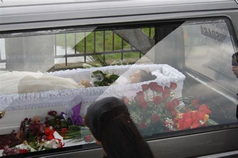 Andreea Brazovan In Her Open Casket During Her Funeral Procession