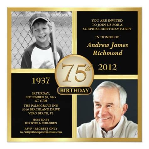 The Best 75th Birthday Invitations and Party Invitation Wording Ideas