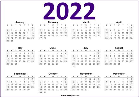 2022 Calendar Printable Us Purple Calendars Printable