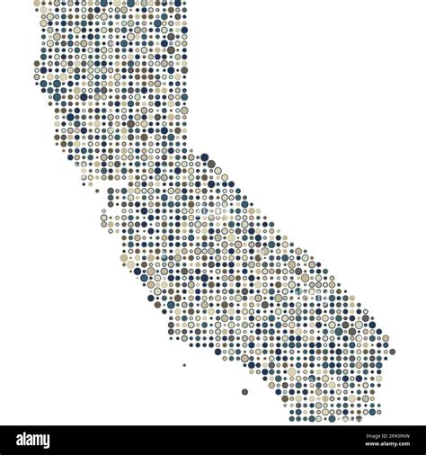 California Map Silhouette Pixelated Generative Pattern Illustration