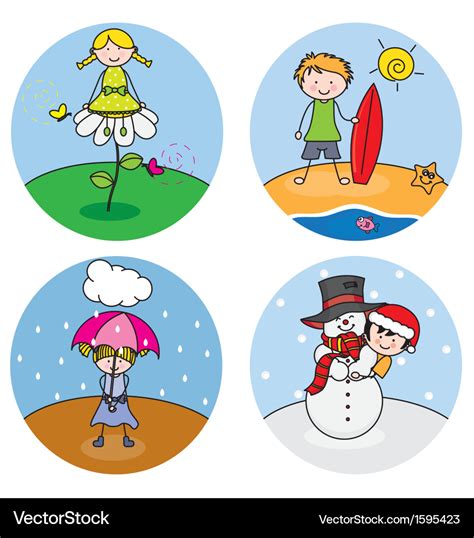 Children Showing The Four Seasons Royalty Free Vector Image