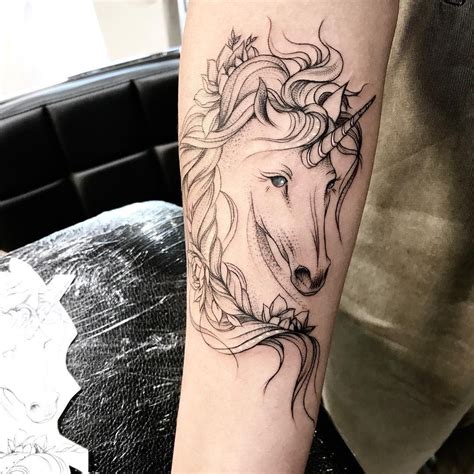 Unicorn Tattoo By Olga Koroleva Unicorn Tattoos Fantasy Tattoos