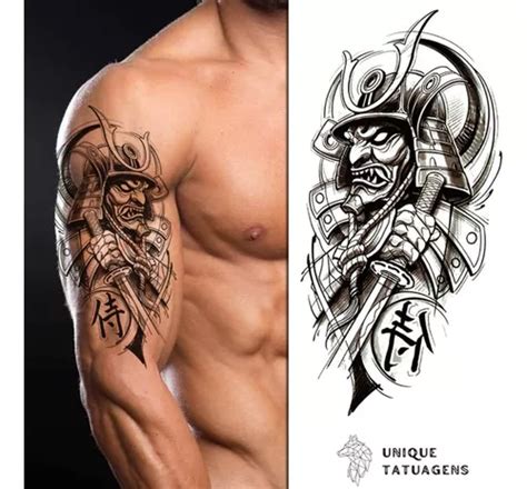 Tatuagem Temporaria Masculina Realista Guerreiro Samurai