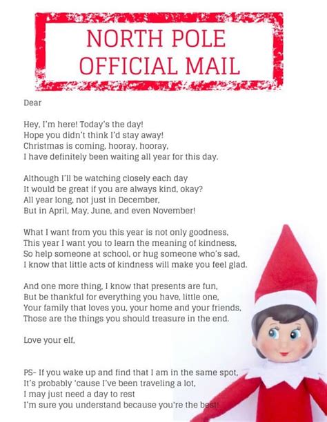 Elf On The Shelf Arrival Letter Printable Template Printable Templates