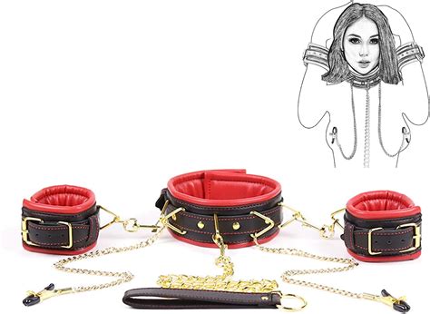 Amazon De DZsextys BDSM Handfesseln Halsband Nippelklemmen Bondage Set