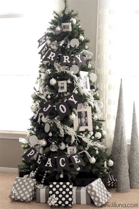 Vector image of decorated christmas tree in black and white color. 15 Amazing Christmas Tree Ideas - Pretty My Party
