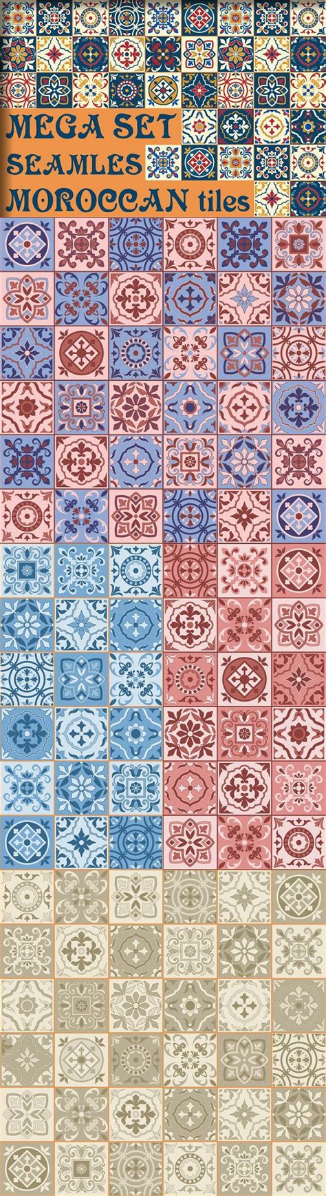 Moroccan Tiles 5 Shades Seamless Moroccan Tiles Seamless Mosaic