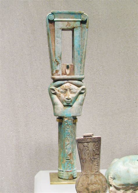 two sistra with hathor heads