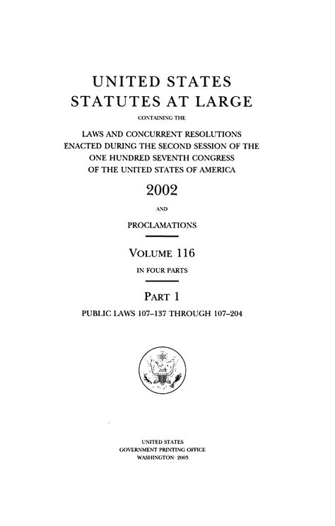 United States Statutes At Large Volume 116 2002 Unt Digital Library