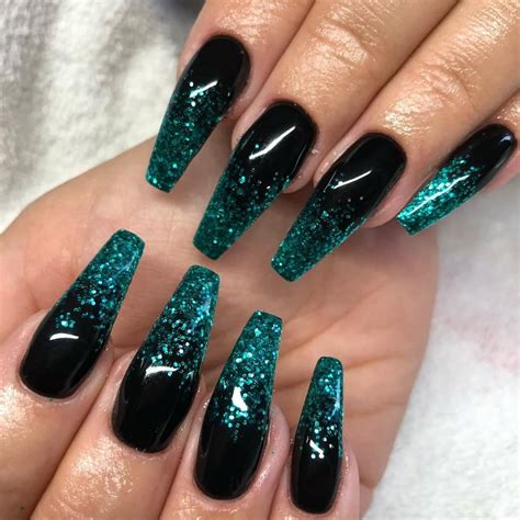 Black Glitter Acrylic Nail Designs