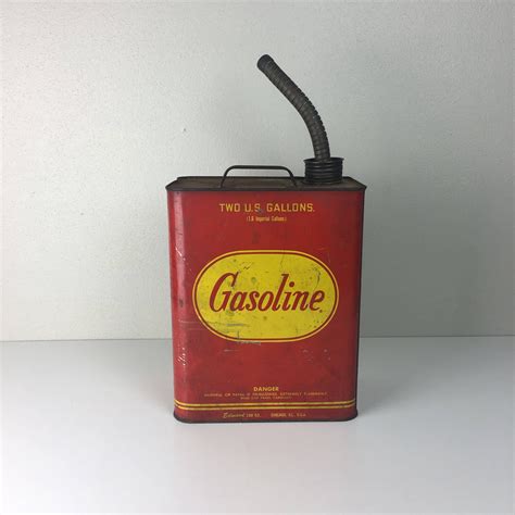 Vintage Gasoline Can Antique 2 Gallon Gas Tin Rusty Metal Flexible