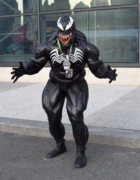 Superheroes And Villains Storm New York For Comic Con Venom Costume
