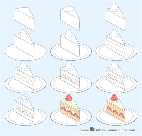 How To Draw A Slice Of Cake Step By Step Animeoutline