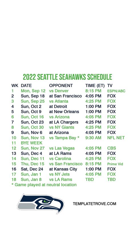 Seahawks Schedule 2022 23 Printable Customize And Print