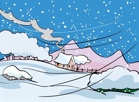 Paisaje De Invierno Con Vector De Dibujos Animados De Pequeño