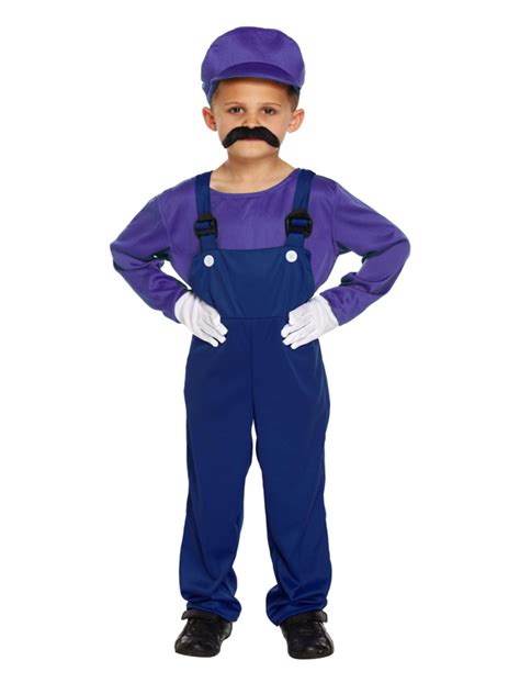 Mario Waluigi Nintendo Fancy Dress Costume Child Book Purple Workman 4