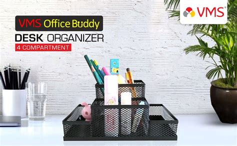 Vms Officebuddy Desk Organizer 4 Compartments Vms Cart
