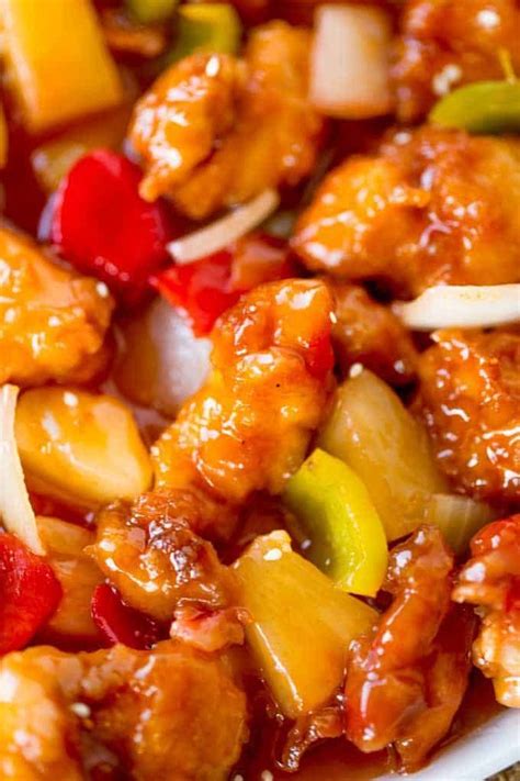 Dip chicken into cornstarch, and then coat in egg mixture (yes, you really do dip in the corn. Sweet and Sour Chicken with crispy chicken, pineapple and ...