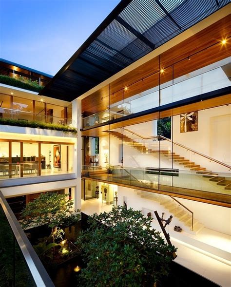 Rooftop Lawn House With Huge Glass Walls