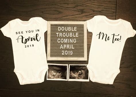 Twin Baby Announcements Twin Pregnancy Announcement Baby Announcement