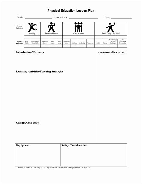 Pe Lesson Plan Template Blank Fresh Best S Of Physical Education Unit