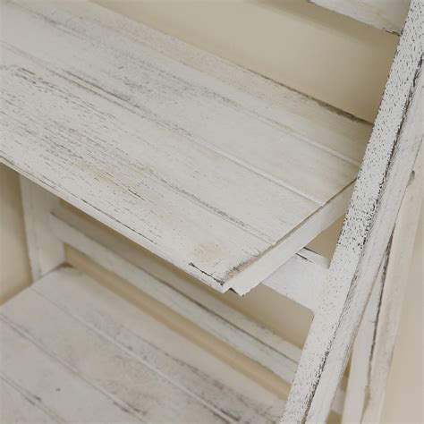 4 Tier White Wash Ladder Shelf Display Unit Free Standingfolding Book