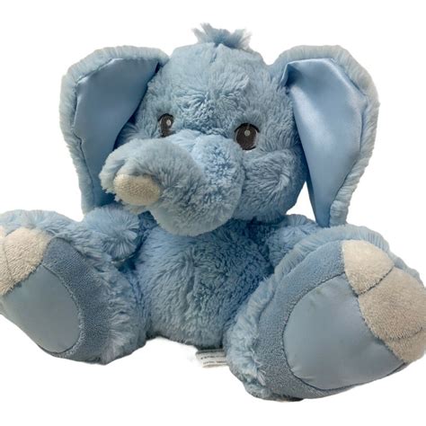 Aurora Baby Taddle Toes Elephant Blue Plush And Satin Soft Stuffed Animal