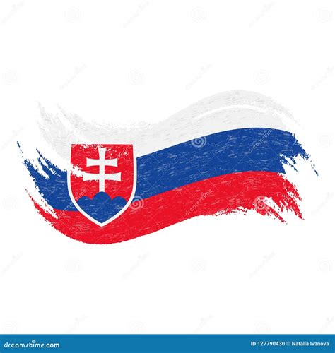 National Flag Of Slovakia Designed Using Brush Strokesisolated On A
