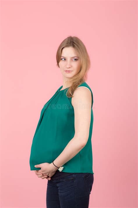 Pregnant Woman In A Pink Dress Stock Photo Image Of Person Caucasian