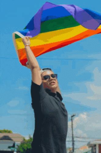 Someone who does not experience romantic attraction, or does so history: Pride Flag Waving The Flag GIF - PrideFlag WavingTheFlag Pose - Discover & Share GIFs