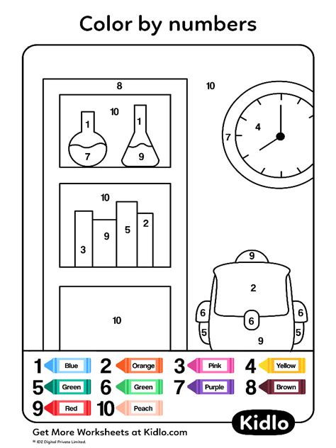 Color By Numbers School Objects Worksheet 20