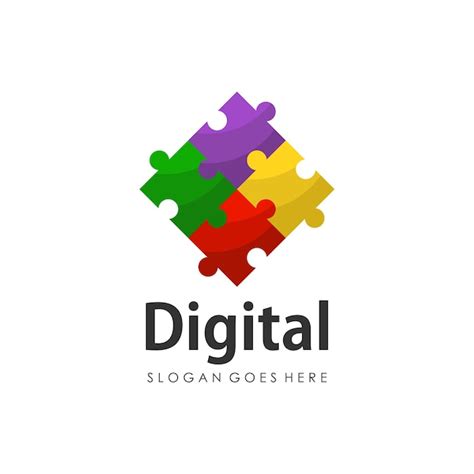 Premium Vector Digital Puzzle Logo Design Template